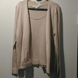 August silk tan cardigan set